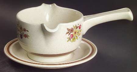 Gaiety Brown Stick Handle Gravy Boat & Saucer