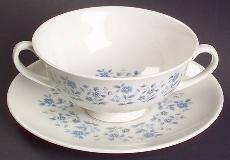 Galaxy Footed Cream Soup Bowl & Cup Saucer Set