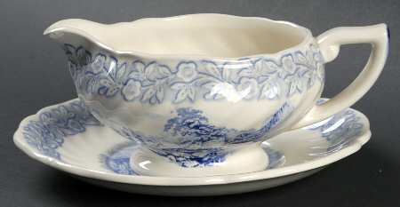 Geneva  Blue (Scalloped) Gravy Boat & Underplate