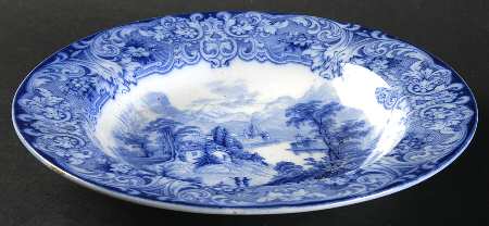 Geneva (Flow Blue) Rim Soup Bowl