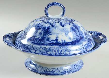 Geneva (Flow Blue) Round Covered Vegetable