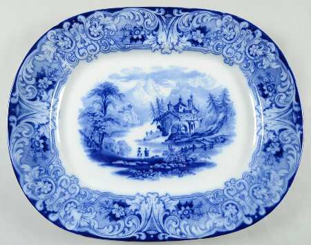 Geneva (Flow Blue) 17" Oval Serving Platter