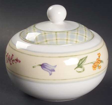 Gingham Floral Sugar Bowl & Lid