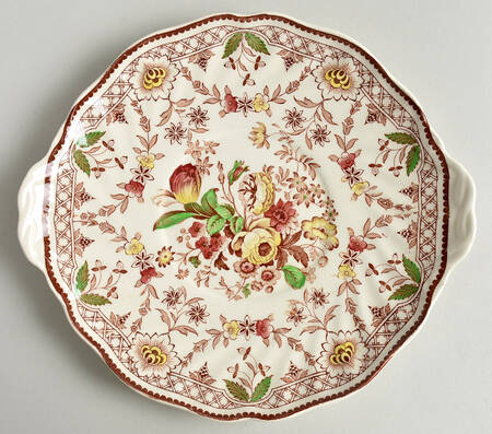 The Glendale Brown Multicolor Handled Cake Plate