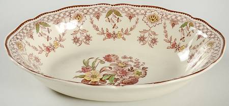 The Glendale Brown Multicolor 9" Oval Vegetable Bowl