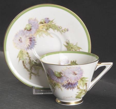 Glamis Thistle Footed Cup & Saucer Set