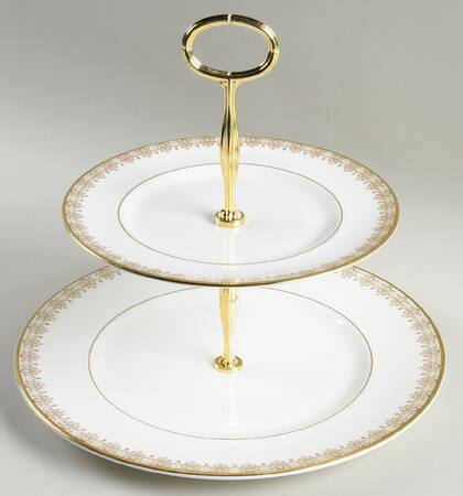 Gold Lace 6 5/8"-10"  2 Tiered Serving Tray (Dp, Sp) HC