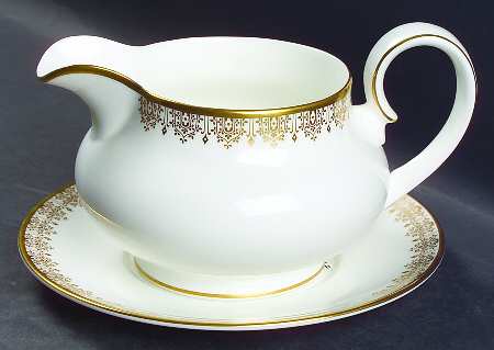 Gold Lace Round Gravy Boat & Underplate