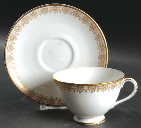 Gold Lace Footed Cup & Saucer Set