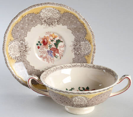 Gossamer Footed Cream Soup Bowl & Saucer Set