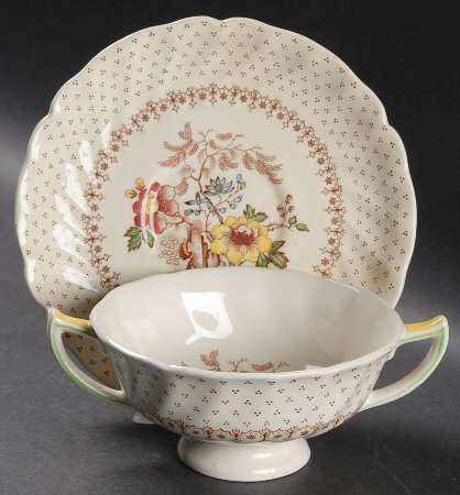 Grantham Footed Cream Soup Bowl & Saucer Set