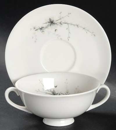 Greenbrier Footed Cream Soup Bowl & Cup Saucer Set