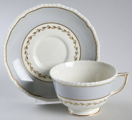 Gray Rim Footed Cup & Saucer Set