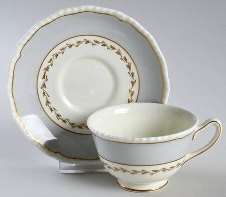 Gray Rim Footed Cup & Saucer Set