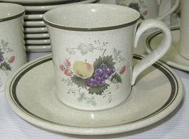 Harvest Garland (Rim) Flat Demitasse Cup & Saucer Set