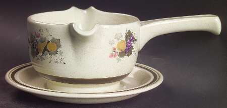Harvest Garland (Rim) Stick Handle Gravy Boat & Saucer
