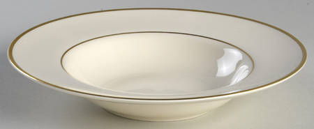 Heather (Gold Trim, Albion Shape) Rim Soup Bowl
