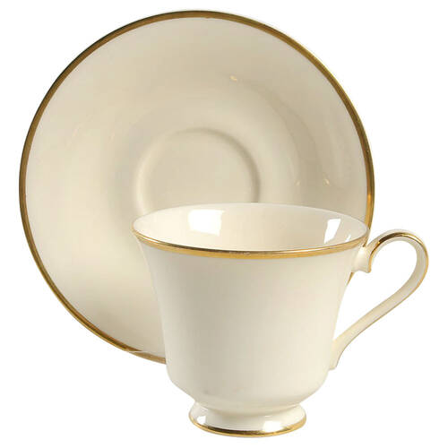 Heather (Gold Trim, Albion Shape) Footed Cup & Saucer Set