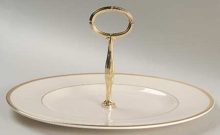 Heather (Gold Trim, Albion Shape) Round Serving Plate with Handle (DP)