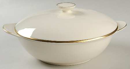Heather (Gold Trim, Albion Shape) Round Covered Vegetable