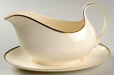 Heather (Gold Trim, Albion Shape) Gravy Boat & Underplate