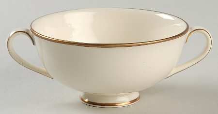 Heather (Gold Trim, Albion Shape) Footed Cream Soup Bowl