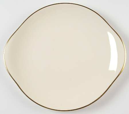 Heather (Gold Trim, Albion Shape) Handled Cake Plate