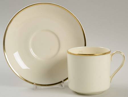 Heather (Gold Trim, Albion Shape) Flat Demitasse Cup & Saucer Set