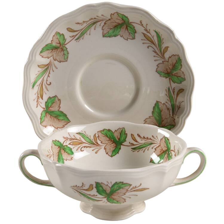Hereford Footed Cream Soup Bowl & Saucer Set