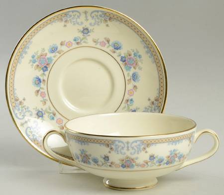 Highland Valley Footed Cream Soup Bowl & Saucer Set