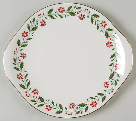 Holly Handled Cake Plate