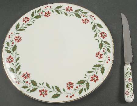 Holly Handled Cake Plate & Cake Knife (Boxed)