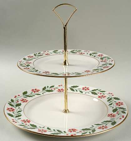 Holly 2 Tiered Serving Tray (Dinner & Salad Plate)