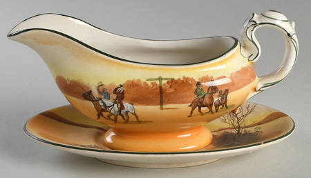 Hunting (John Peel, Bone) Gravy Boat & Underplate