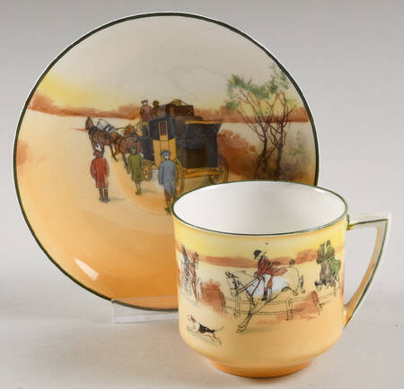 Hunting (John Peel, Bone) Flat Cup & Saucer Set