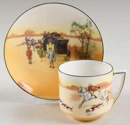 Hunting (John Peel, Bone) Flat Cup & Saucer Set