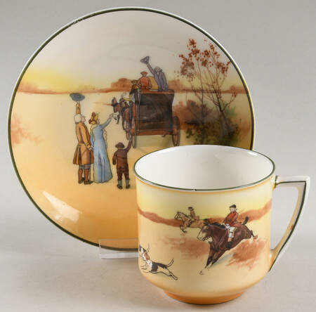 Hunting (John Peel, Bone) Flat Cup & Saucer Set