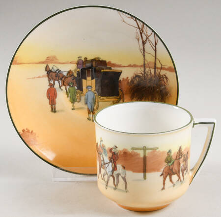 Hunting (John Peel, Bone) Flat Cup & Saucer Set