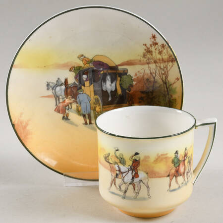 Hunting (John Peel, Bone) Flat Cup & Saucer Set