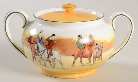 Hunting (John Peel, Bone) Sugar Bowl & Lid