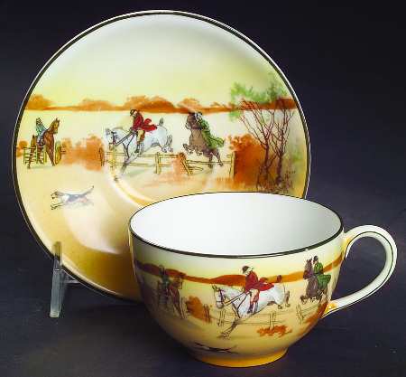 Hunting (John Peel, Bone) Flat Cup & Saucer Set