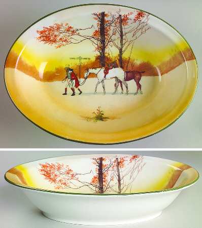 Hunting (John Peel, Bone) 9" Oval Vegetable Bowl