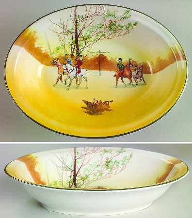 Hunting (John Peel, Bone) 9" Oval Vegetable Bowl