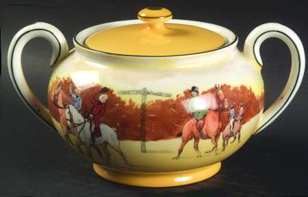 Hunting (John Peel, Bone) Sugar Bowl & Lid