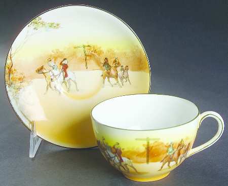 Hunting (John Peel, Bone) Flat Cup & Saucer Set
