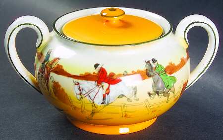 Hunting (John Peel, Bone) Sugar Bowl & Lid