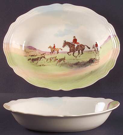 Hunting (Simpson's) 10" Oval Vegetable Bowl