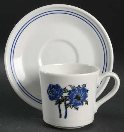 Indigo Flat Cup & Saucer Set