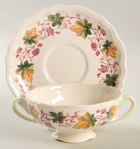 Indian Summer Footed Cream Soup Bowl & Saucer Set