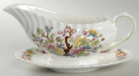 Indian Tree Gravy Boat with Attached Underplate